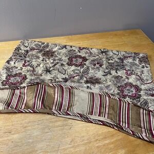 Waverly Mavarra‎ Floral Striped Window Valance Burgundy Scalloped 52x18